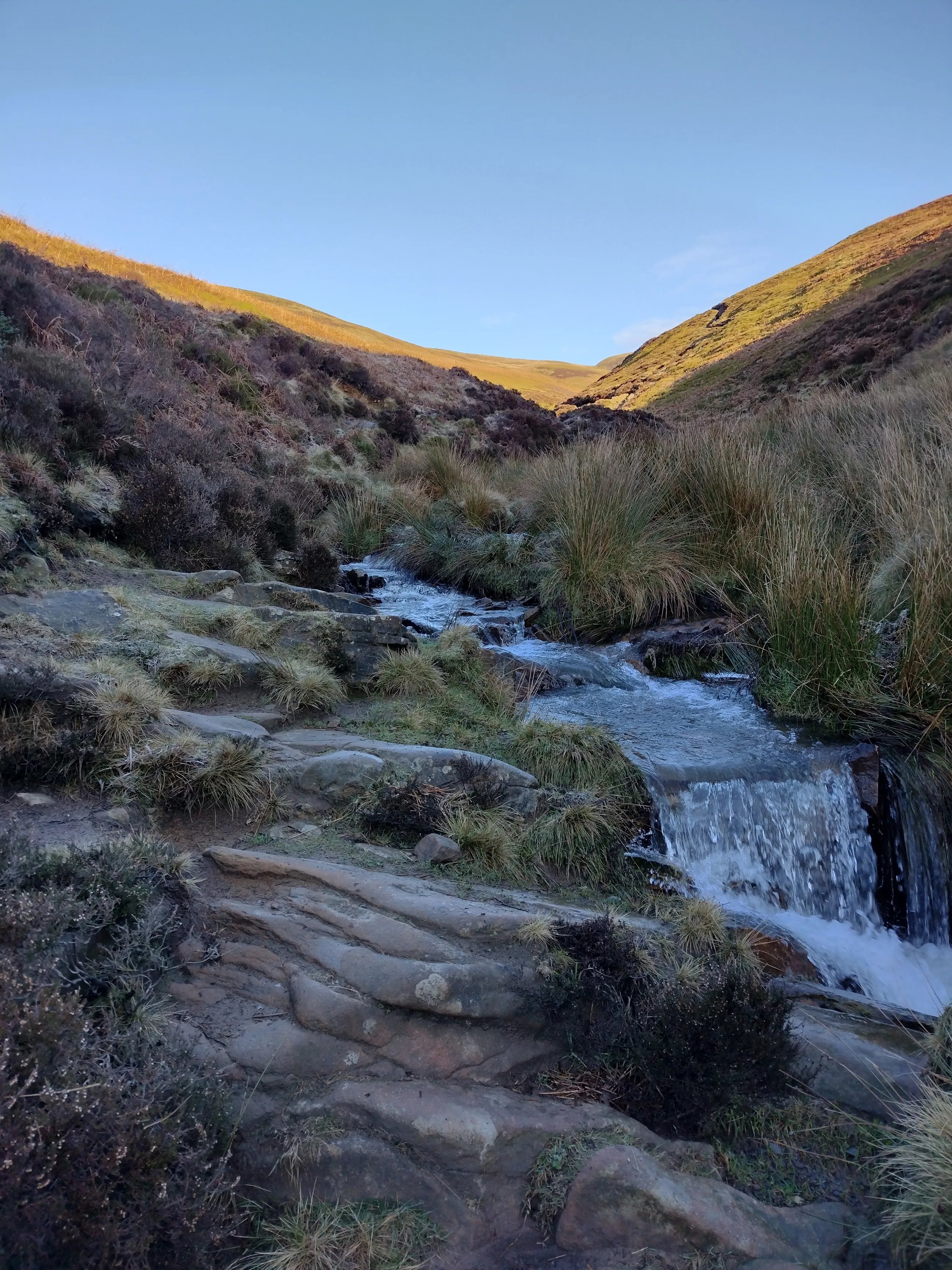 Waterfall scramble in William Clough, Kinder Scout