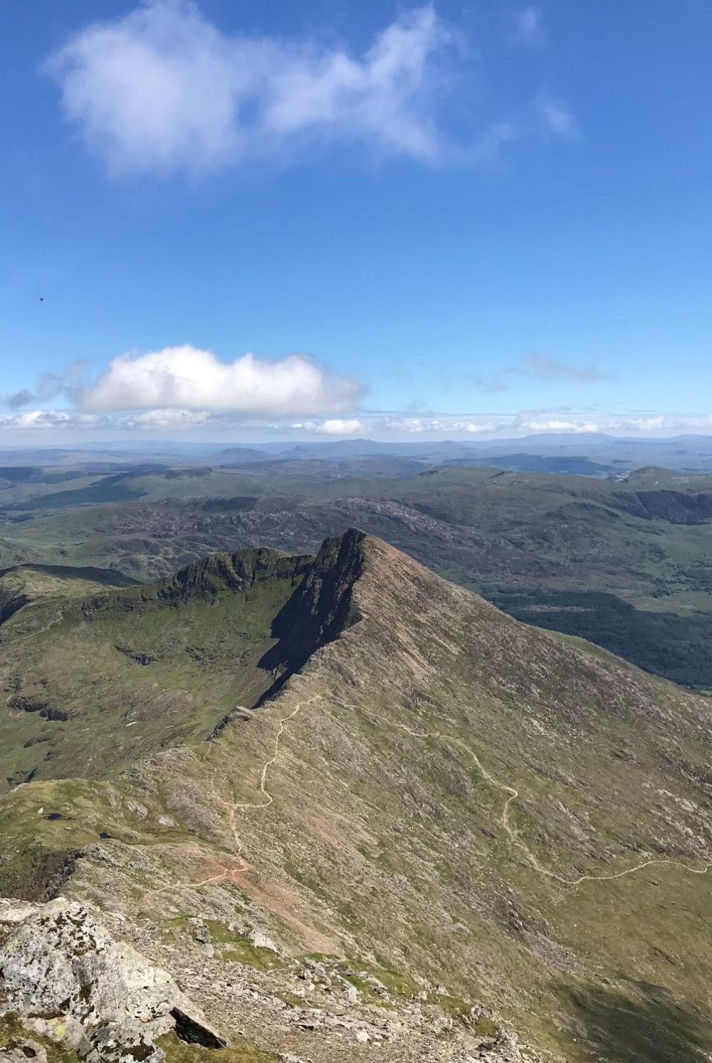 A ridge and mountain paths in Snowdonia
